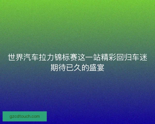 世界汽车拉力锦标赛这一站精彩回归车迷期待已久的盛宴