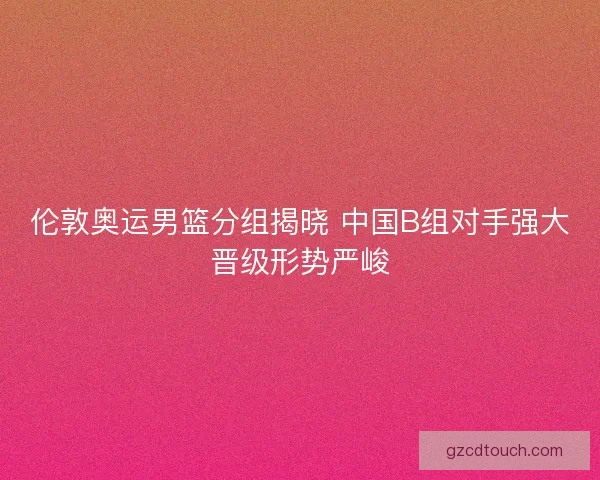 伦敦奥运男篮分组揭晓 中国B组对手强大晋级形势严峻