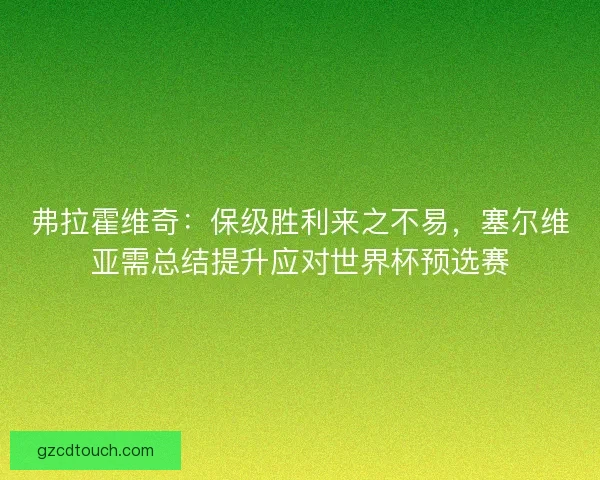 弗拉霍维奇：保级胜利来之不易，塞尔维亚需总结提升应对世界杯预选赛